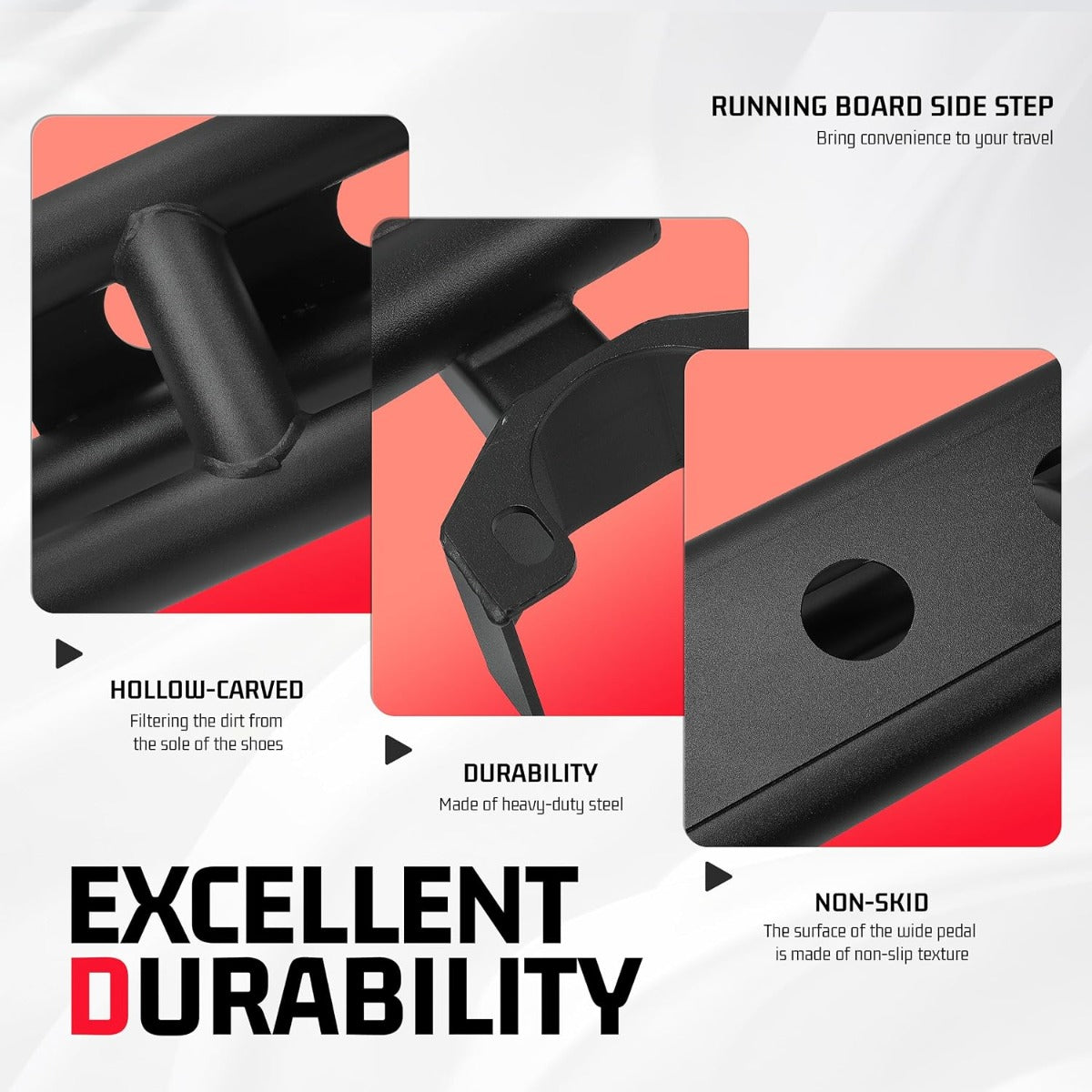 ALMULOO 54" Running Board Step Armor Compatible with 07-18 Jeep Wrangler JK