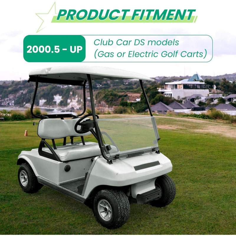 KUAFU Clear Windshield Compatible with 2000.5 - UP Golf Cart Club Car DS Fold Down B23-62-C
