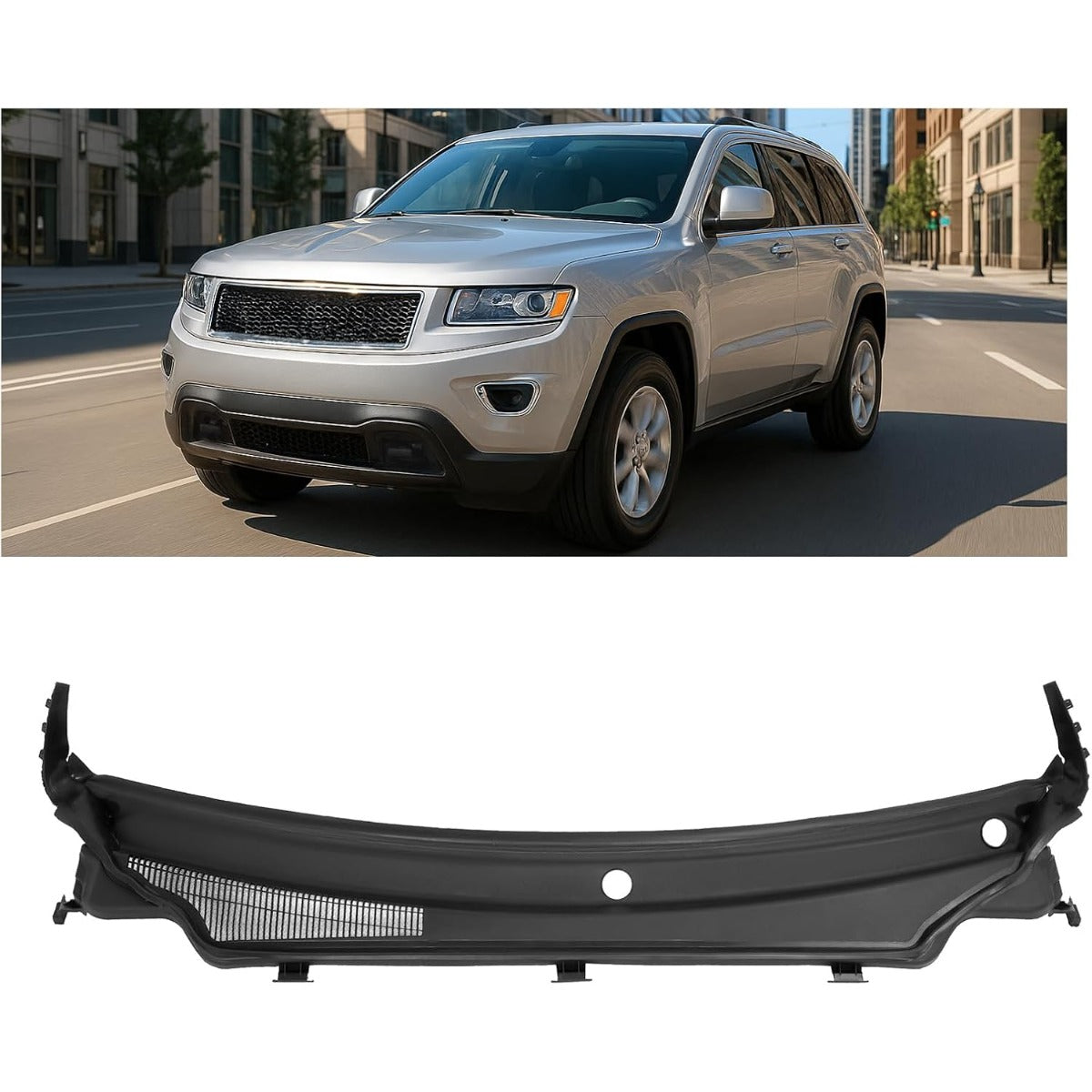 Windshield Wiper Cowl Panel Compatible with 2011-2015 Jeep Grand Cherokee, Air Inlet Window Cover Cowl Top Panel 55079197AH CH1271101 Black Plastic PP