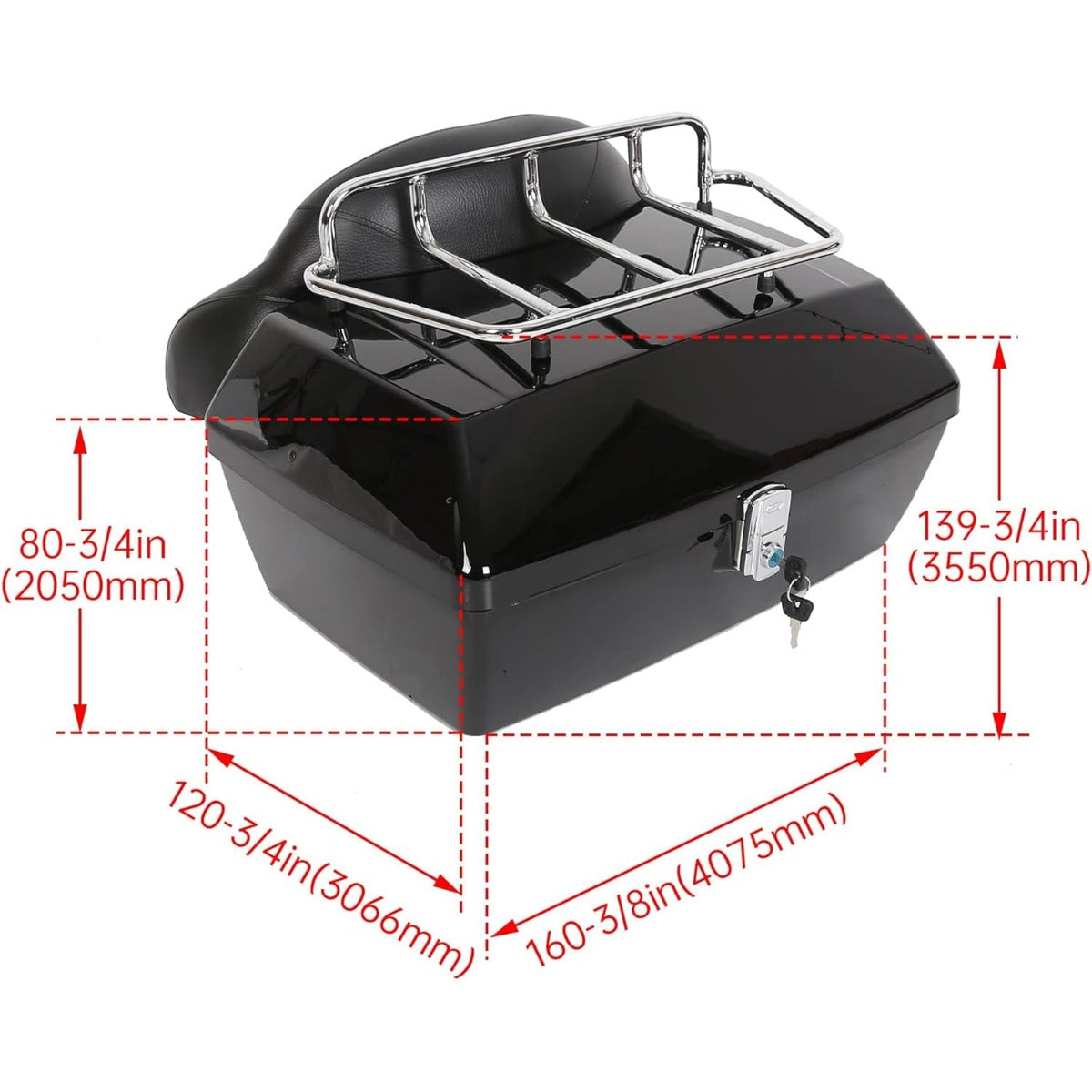 Universal Motorcycle Trunk Luggage Storage Box & Hard Saddle Bags Saddlebags w/Mounting Kit Compatible with Harley Davidson Honda Yamaha Suzuki Kawasaki Cruiser Shadow Vulcan - 2 Packages DMYS-B+GA-B