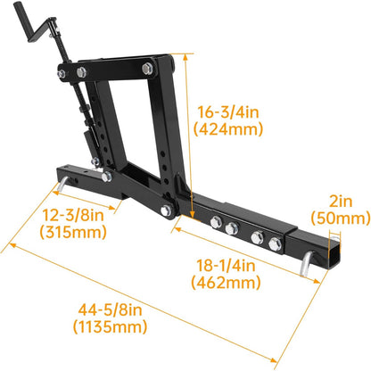1 Point Hitch Lift Adjustable Height Compatible with Garden Lawn Tractor UTV ATV Steel Powder Coated