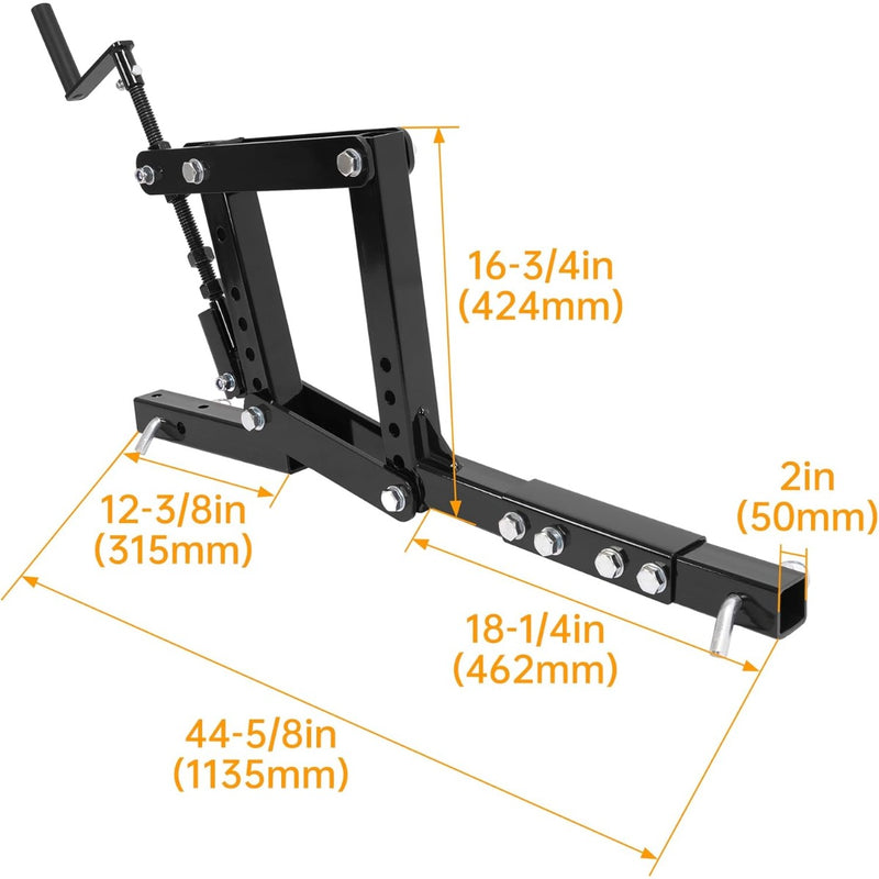 1 Point Hitch Lift Adjustable Height Compatible with Garden Lawn Tractor UTV ATV Steel Powder Coated