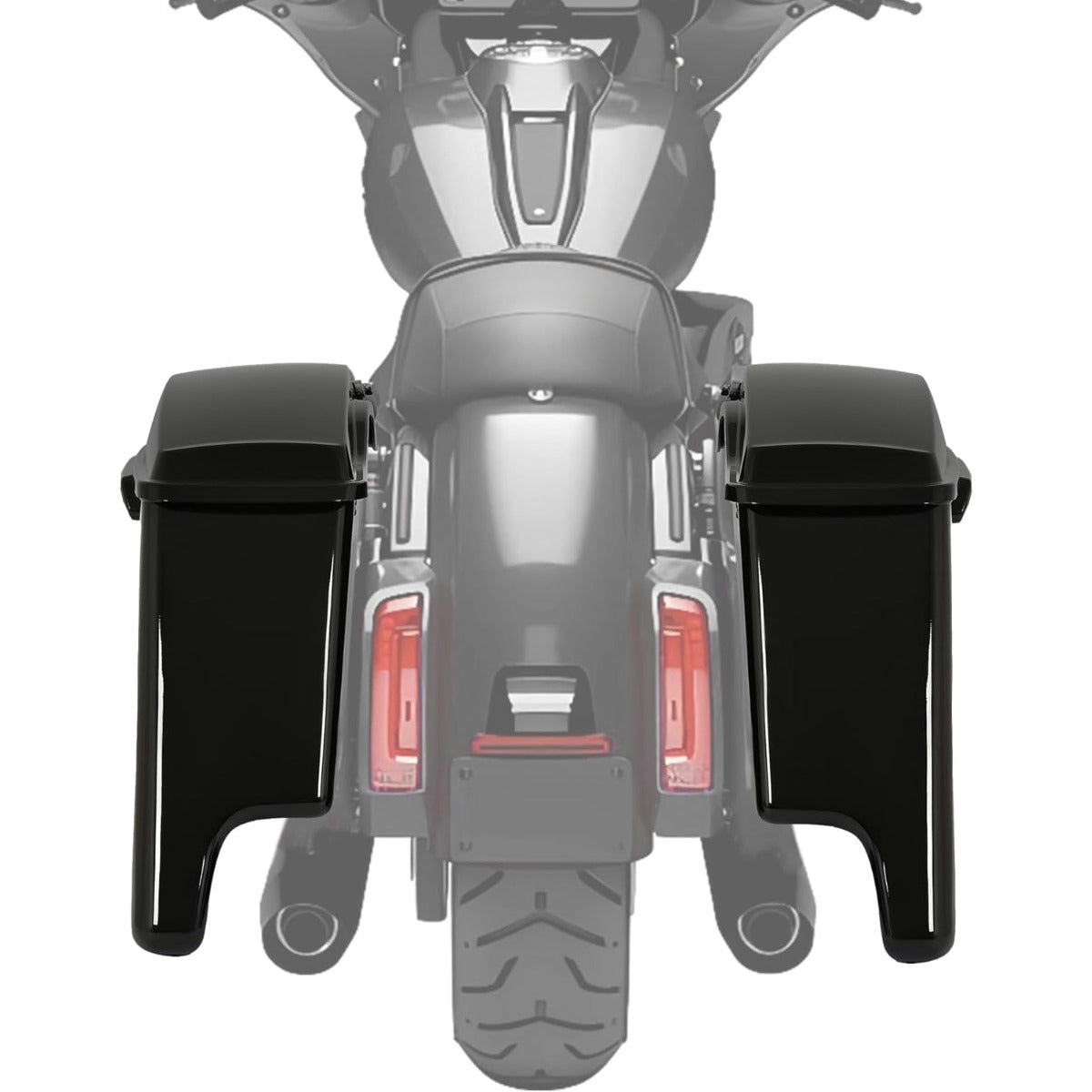 5" Stretched Extended Hard Saddle Bag W/Black Latches for 2014-2024 Harley Touring Road King Road Glide Street Glide Electra Glide Ultra Classic