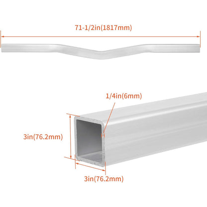 Boat Trailer Crossmember Square Tube V-Bend Crossbar 3 Inches x 3 Inches x 71.5 Inches Aluminum