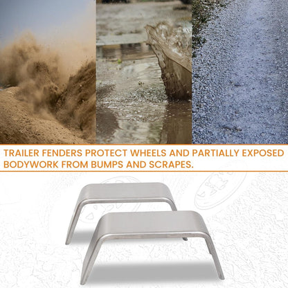 Square Trailer Fenders For 14 Inches-16 Inches Wheels Compatible with Car Hauler Cargo Trailer Utility Landscape Trailer 2 Pack 1 Pair LYAM-377