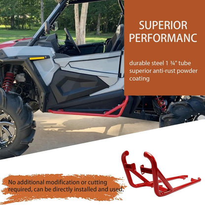 Red Nerf Bars Rock Sliders Compatible with 2014-2023 Polaris RZR XP 1000/ Turbo/Turbo S, RZR 900/900 XC/S 900/ S 1000 (2 Doors) Left & Right Side Steps - 2 Seater LYPS-007-2