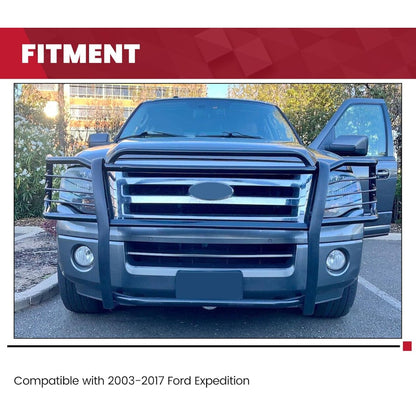 HECASA Brush Guard Compatible with 2003-2017 Ford Expedition Bull Bar Front Bumper Grill Grille Guard Protector Brush Push Bar Black Steel Powder Coated