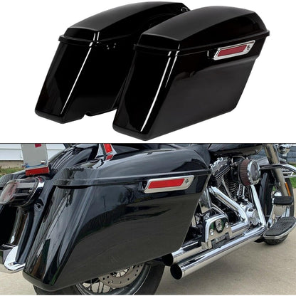 Saddle Bags Trunk W/Lid & Latch Key with Black Bracket Compatible with 1984-2017 Harley Davidson Softail Models Saddlebag Conversion Bracket Kit Support Mounts 2 Packages LTS+LYHD-08-B