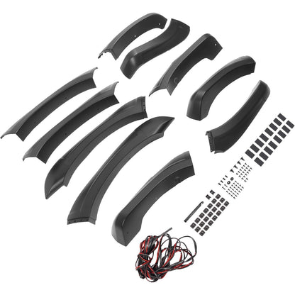 4Pcs Fender Flares Set Compatible with 2005-2011 Dodge Ram Dakota Crew Cab Pickup Models Wheel Front & Rear Wheel Arch Cover Protector Plastic(PP) Textured Black