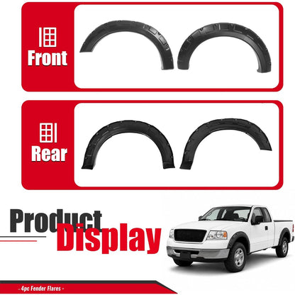Fender Flare Compatible with 2004-2008 Ford F150/Lincoln Mark LT | Styleside Model Front & Rear 4Pcs Wheel Arch Cover Protector Set Plastic(PP) Textured Black