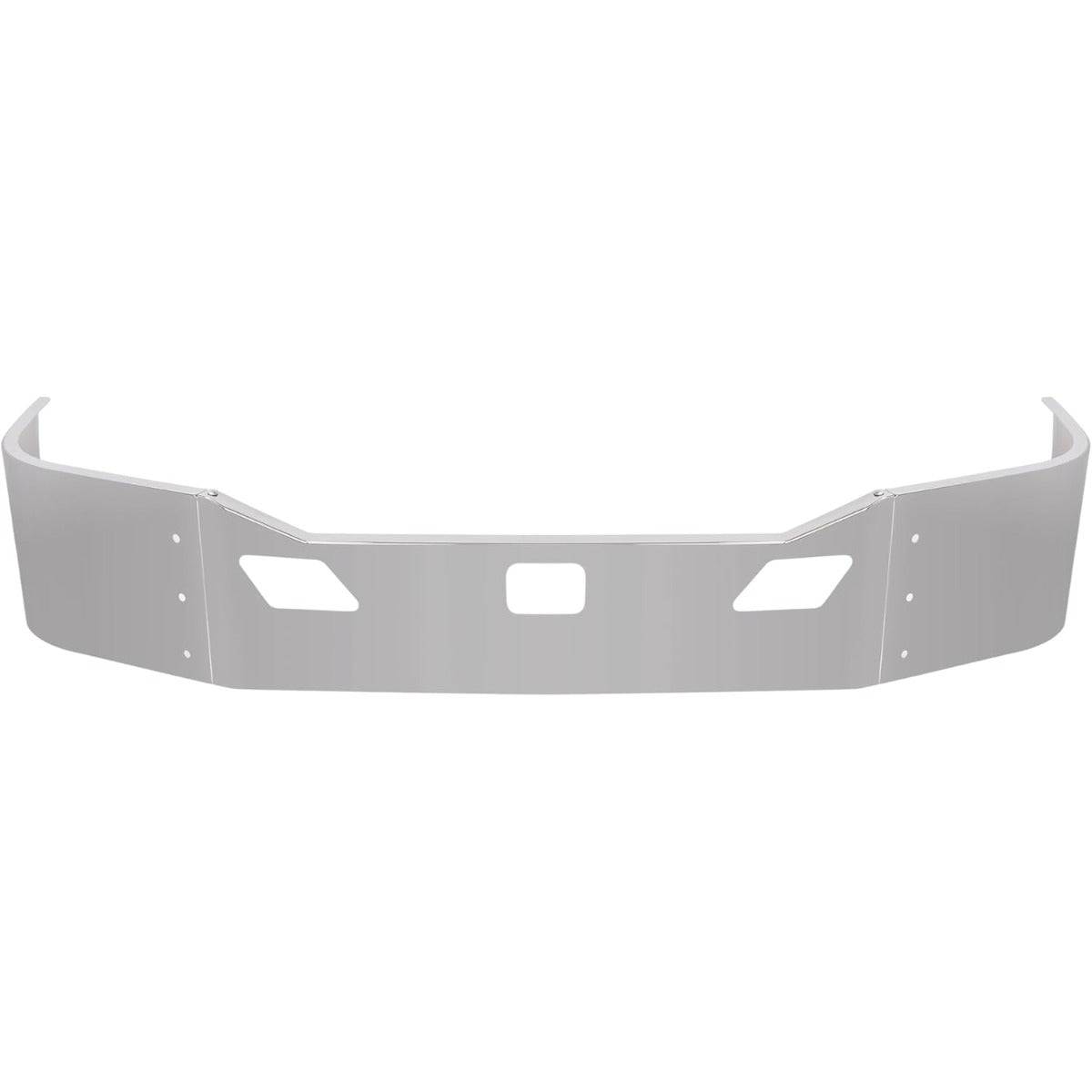 Front Bumper Assembly Compatible with 2011-2022 Kenworth T680 w/Two Tow &Custom Radar Sensor Cut-out w/Brackets 3PCs Steel Chrome Silvery
