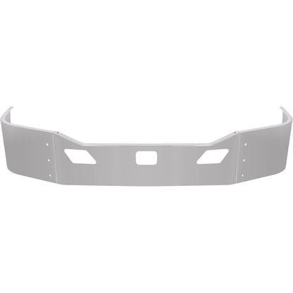 Front Bumper Assembly Compatible with 2011-2022 Kenworth T680 w/Two Tow &Custom Radar Sensor Cut-out w/Brackets 3PCs Steel Chrome Silvery