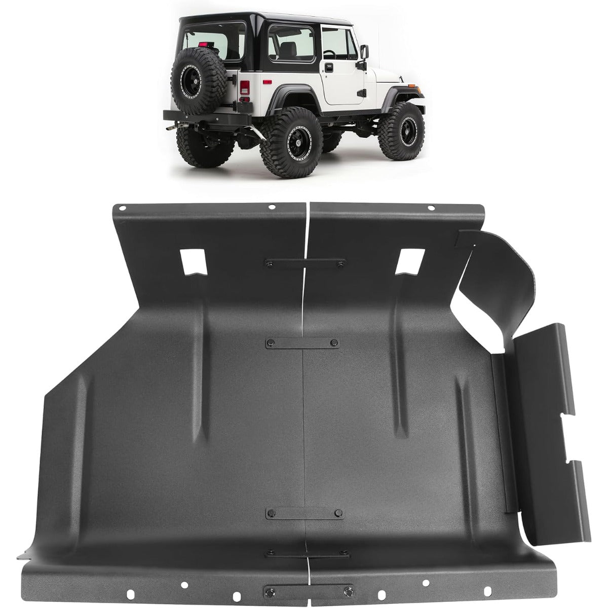Fuel Tank Skid Plate Compatible with 1987 1988 1989 1990 1991 1992 1993 1994 1995 Jeep Wrangler YJ with 15 20 Gallon Gas Tank Matte Black Split