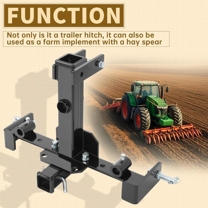 3 Point Hitch Receiver Universal Compatible with Category 1 Tractors Trailer Gooseneck Drawbar Receiver w/Spear Holes Black Steel Powder Coated
