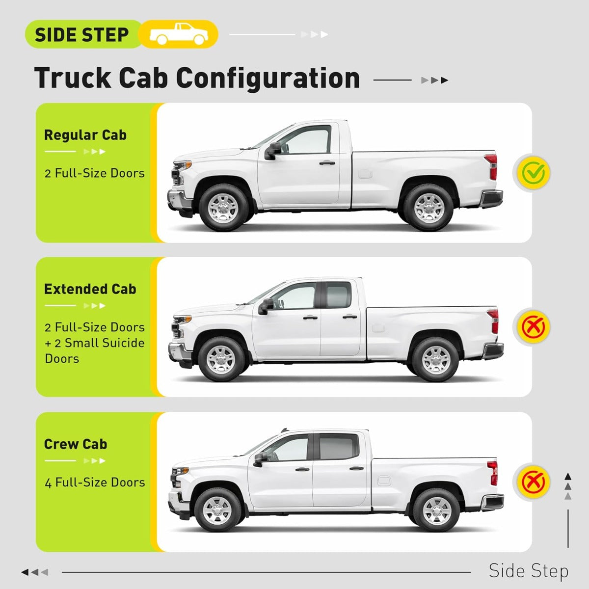 Running Board Side Step Compatible with 2019-2025 Chevrolet Chevy Silverado 1500 2500 HD 3500 HD & GMC Sierra 1500 2500 HD 3500 HD Regular Cab 6" Step Bars 450LBS Silvery Black