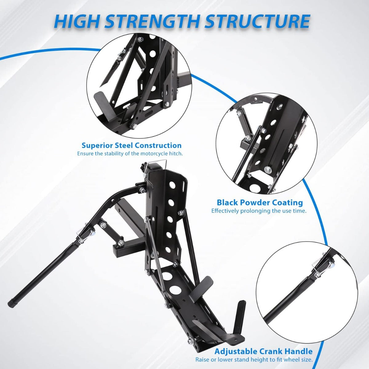 800LBS Motorcycle Trailer Hitch Scooter Hauler Mount Rack 2 Inches Motorcycle Tow Carrier Receiver Heavy Duty Steel LYA-043