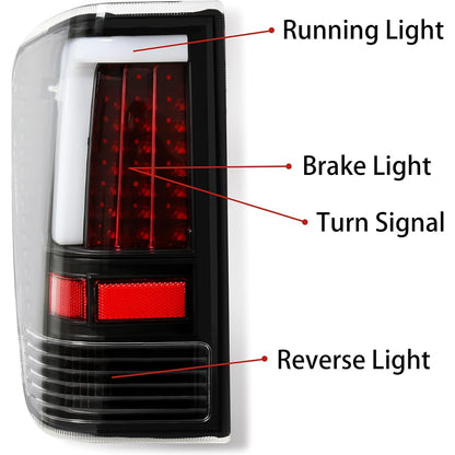 ALMULOO 2PC Tail Lights LED Compatible with 2004-2015 Nissan Titan
