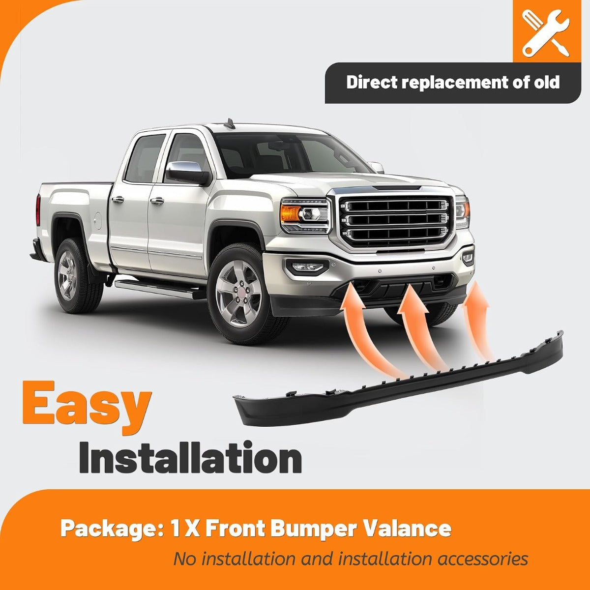 Front Lower Bumper Valance Panel Compatible with 2014-2015 GMC Sierra 1500 Replacement for GM1095199 22764087 Air Dam Deflector Valance Plastic