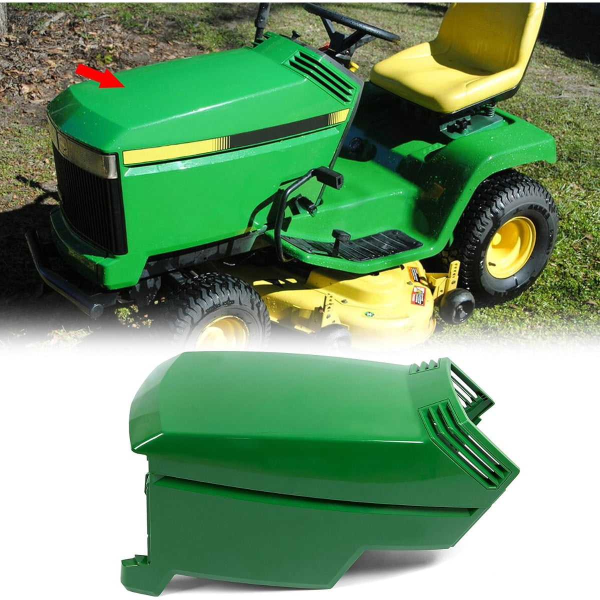 Upper Lower Hood Kit Compatible with John Deere LX178 LX188 LX172 LX173 LX176 LX186 GT242 GT262 GT275 Replace for Part Number AM132526 AM117724