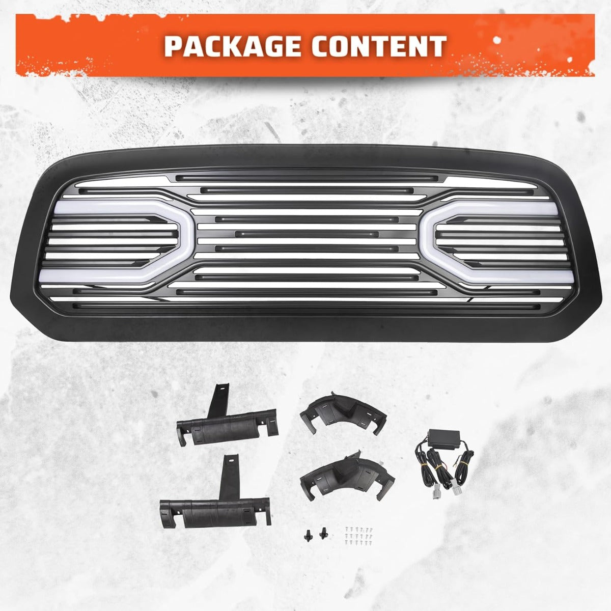 Front Grill Compatible With 2015-2018 Dodge RAM 1500 2019-2021 Ram 1500 Classic(Black W/Light) Big Horn Bumper Grille Replacement Shell