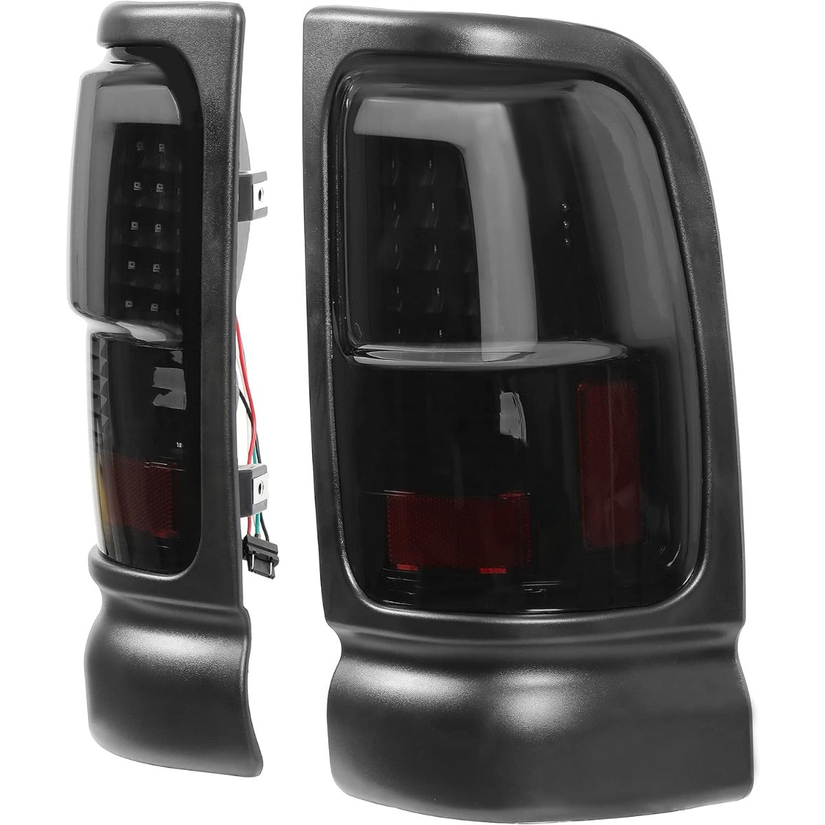 Kojem LED Tail Lights Pair Compatible with 1994-2002 Dodge Ram 1500 2500 3500 LED Tube Bar Tube Taillight Brake Turn Signal Lamps Pair Black Housing & Smoke Lens Replacement for CH2800122 CH2801122