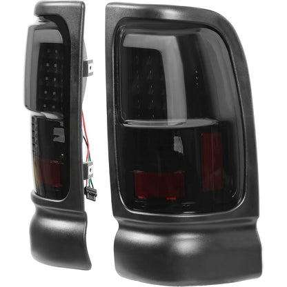 Kojem LED Tail Lights Pair Compatible with 1994-2002 Dodge Ram 1500 2500 3500 LED Tube Bar Tube Taillight Brake Turn Signal Lamps Pair Black Housing & Smoke Lens Replacement for CH2800122 CH2801122