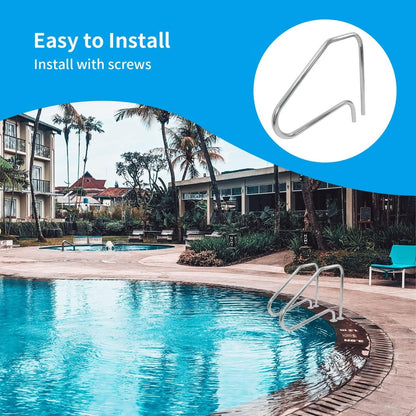 HECASA Pool Handrail Grab Rail Railing 37" x 45.8" Swimming Pool Hand Rail Inground Pool Stair Rail Safety Rail Entry Rail Handle Pool Grab Ladder 304 Stainless Steel W/O Anchors