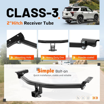 Class 3 Rear Trailer Hitch, 2 Inch Receiver Compatible with 2022-2025 Nissan Pathfinder, 2022-2025 Infiniti QX60