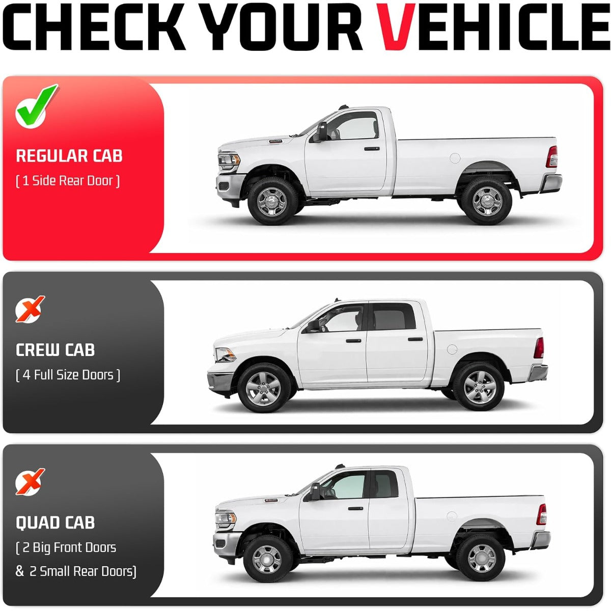 Side Steps Compatible with 2009-2026 Dodge Ram 1500 2500 3500 Classic Regular Cab Running Boards Step Bars Steel+Plastic Powder Coated+Textured Black
