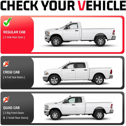 Side Steps Compatible with 2009-2026 Dodge Ram 1500 2500 3500 Classic Regular Cab Running Boards Step Bars Steel+Plastic Powder Coated+Textured Black