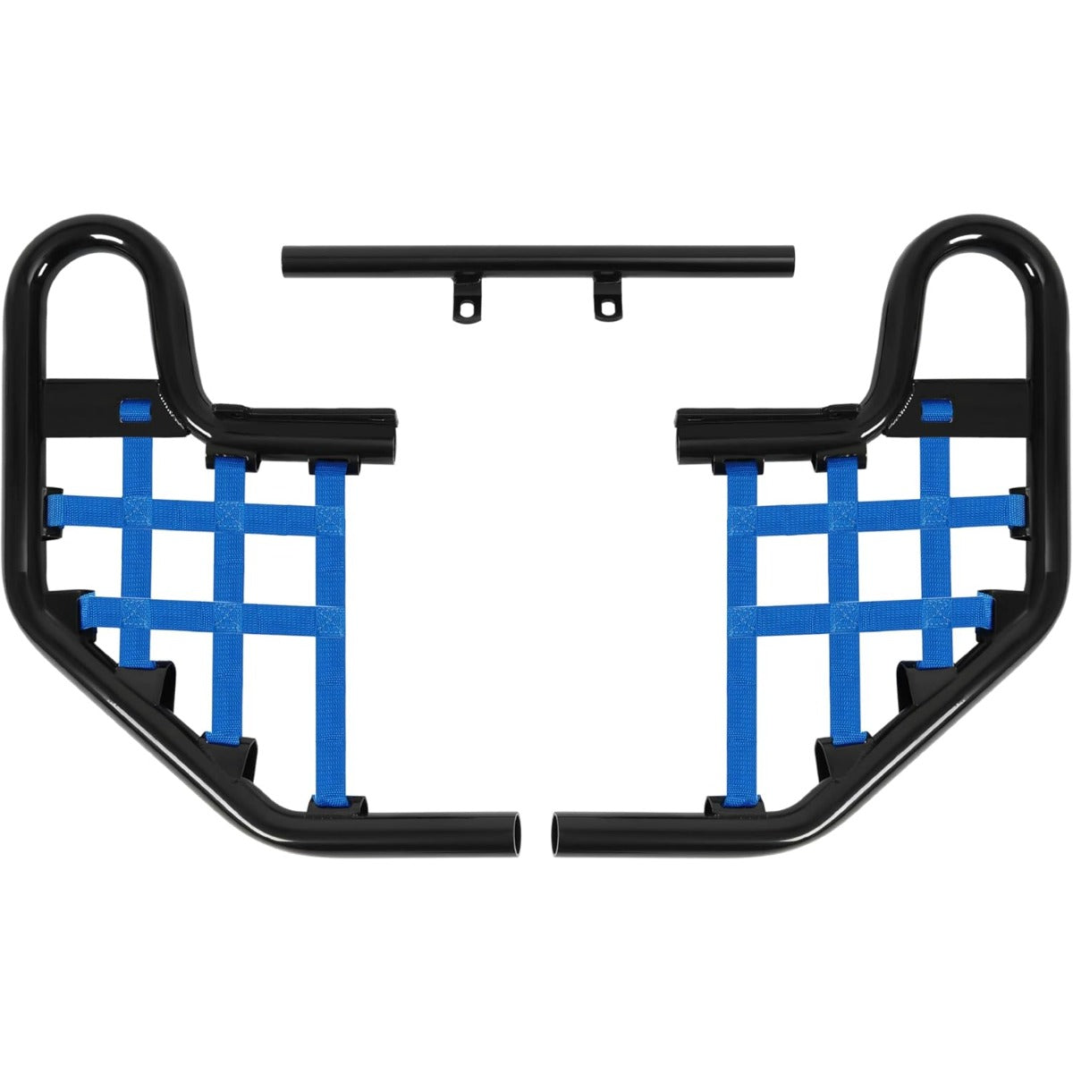 Nerf Bar Compatible with 2001-2005 Yamaha Raptor 660 / 660R Aluminium+Plastic Side Step Nerf Bar w/Blue Webbing Nets Powder Coated Black