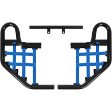 Nerf Bar Compatible with 2001-2005 Yamaha Raptor 660 / 660R Aluminium+Plastic Side Step Nerf Bar w/Blue Webbing Nets Powder Coated Black