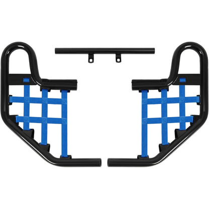 Nerf Bar Compatible with 2001-2005 Yamaha Raptor 660 / 660R Aluminium+Plastic Side Step Nerf Bar w/Blue Webbing Nets Powder Coated Black