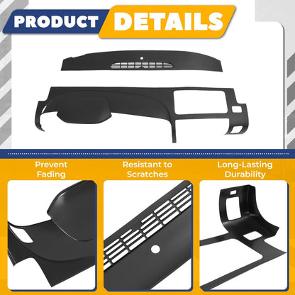 Dashboard Cover Compatible with 2007-2013 Chevrolet Silverado GMC Sierra Does Not Fit LTZ/Denali/SLT Models Fits Dual Glovebox Style Dashes Only Plastic(ABS) Painted+Textured Matte Black