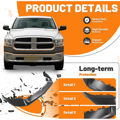 Front Bumper Cover Top Pad Compatible with 2013-2018 Ram 1500, 2019-2024 Ram 1500 Classic,Primed,W/O Fog Light & Sensor Hole,Front Upper Bumper Cover Replacement for 68197697AA CH1014108