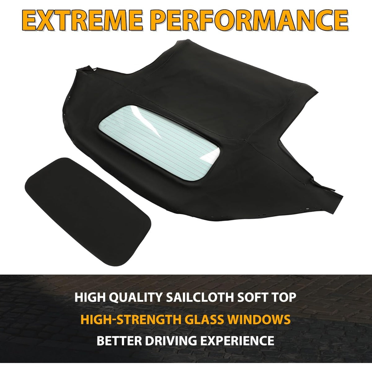 Convertible Soft Top for 1990-2005 Mazda Miata Sailcloth Vinyl Top w/Heated Glass Window Black