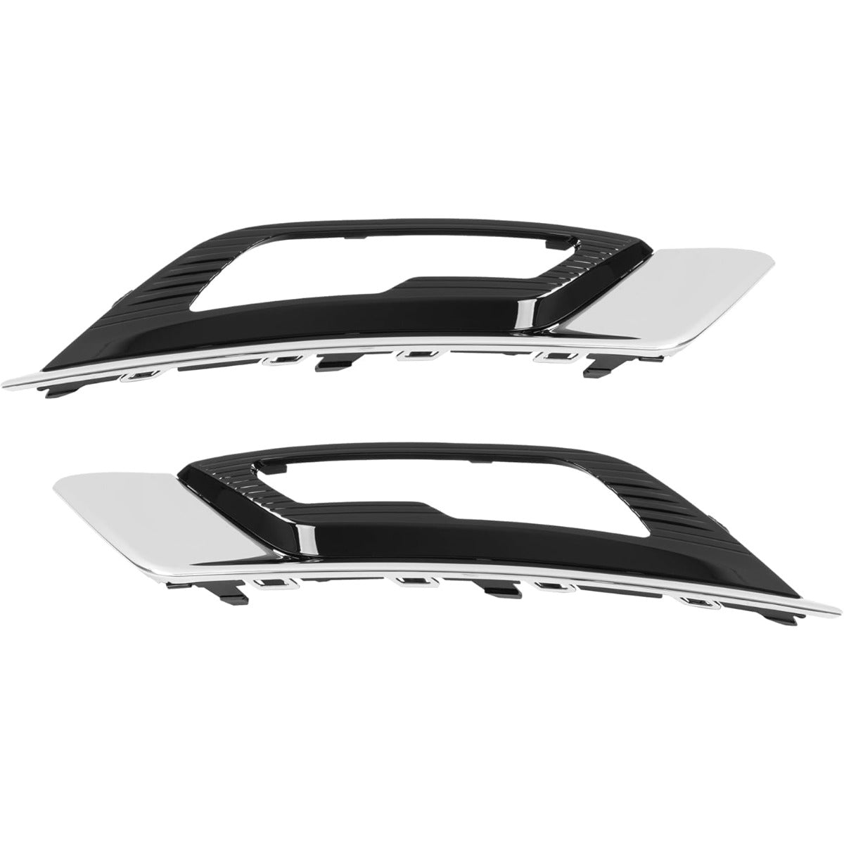 HECASA Pair LED Fog Light Assy Compatible with 2017-2018 Ford Fusion Replacement for FO2592240 FO2593240 FO1038168 Front Bumper Lamp Cover Trim Frame Gloss Black+Silvery+Clear Lens LH&RH