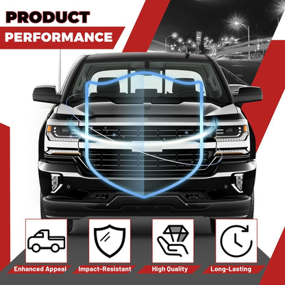 Upper Grille Compatible with 2016-2019 Chevy Chevrolet Silverado 1500 Replacement for GM1200753 84602489 84374378 Front Bumper Grill Silvery+Black