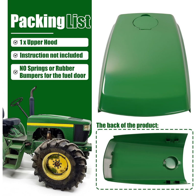 Upper Hood Compatible with John Deere 4200 4210 4300 4310 4400 4410 Lawn Mower Tractor Hood with Fuel Door Replacement for LVU12062