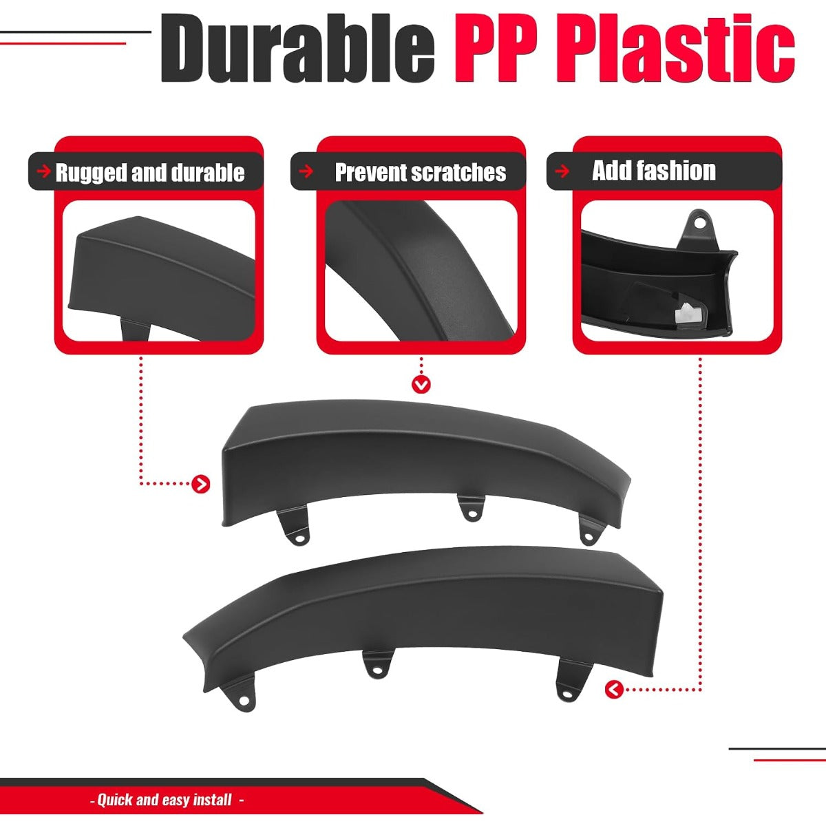 2Pcs Fender Flare Set Compatible with 2011-2018 Ram 4500 5500 | Wheel Arch Cover Protector Set Plastic(PP) Textured Black Left + Right