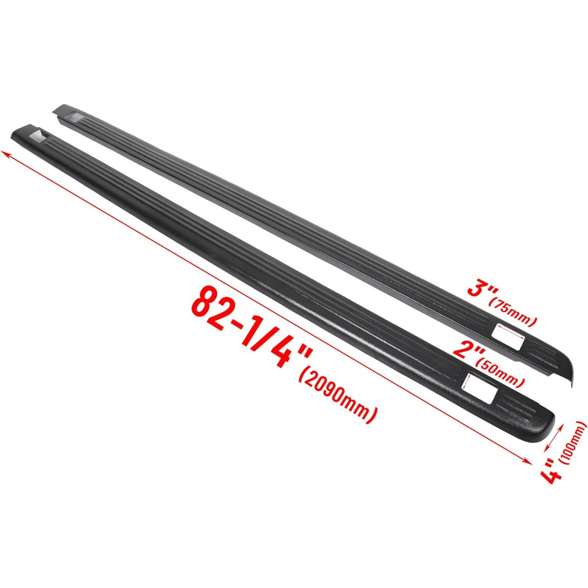 6'6" Bed Rail Caps Cover Compatible with 1999-2006 Chevy Chevrolet Silverado & GMC Sierra 1500 2500 3500 Replacement for 72-01151 Truck Side Rail Protectors W/Stake Holes Black (Pair)
