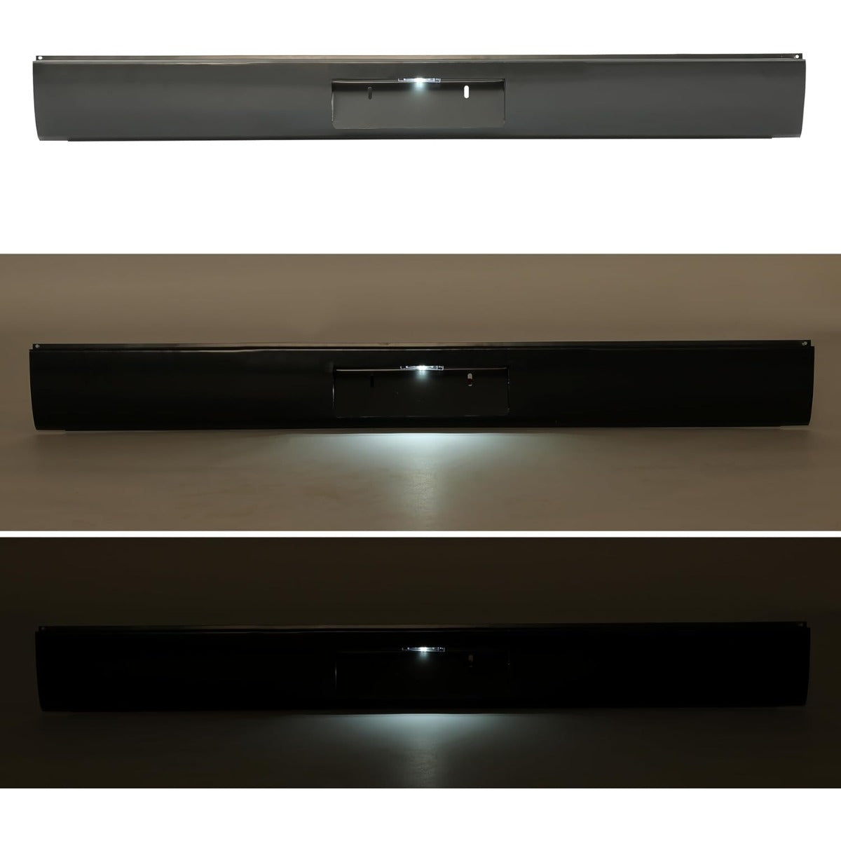 KUAFU Rear Bumper Roll Pan Compatible With 1995-2004 Toyota Tacoma Fleetside Models W/LED License Light Steel Black