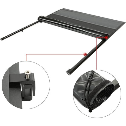 Roll-up Soft Truck Tonneau Cover Compatible with 2007-2014 Chevy Silverado 1500/ 2500HD/ 3500HD GMC Sierra with 6.5' Bed Black Sailcloth Fold Fits Fleetside/Styleside Models Only