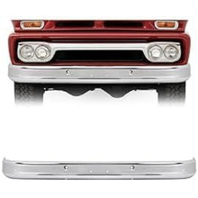 ALMULOO Front Bumper Cover Compatible with 1963-1966 Chevy C10/C20/C30/K10/K20 GMC 1000/1500/2500 Replace for 0848012CA Bumper Face Bar Steel Chrome Silvery