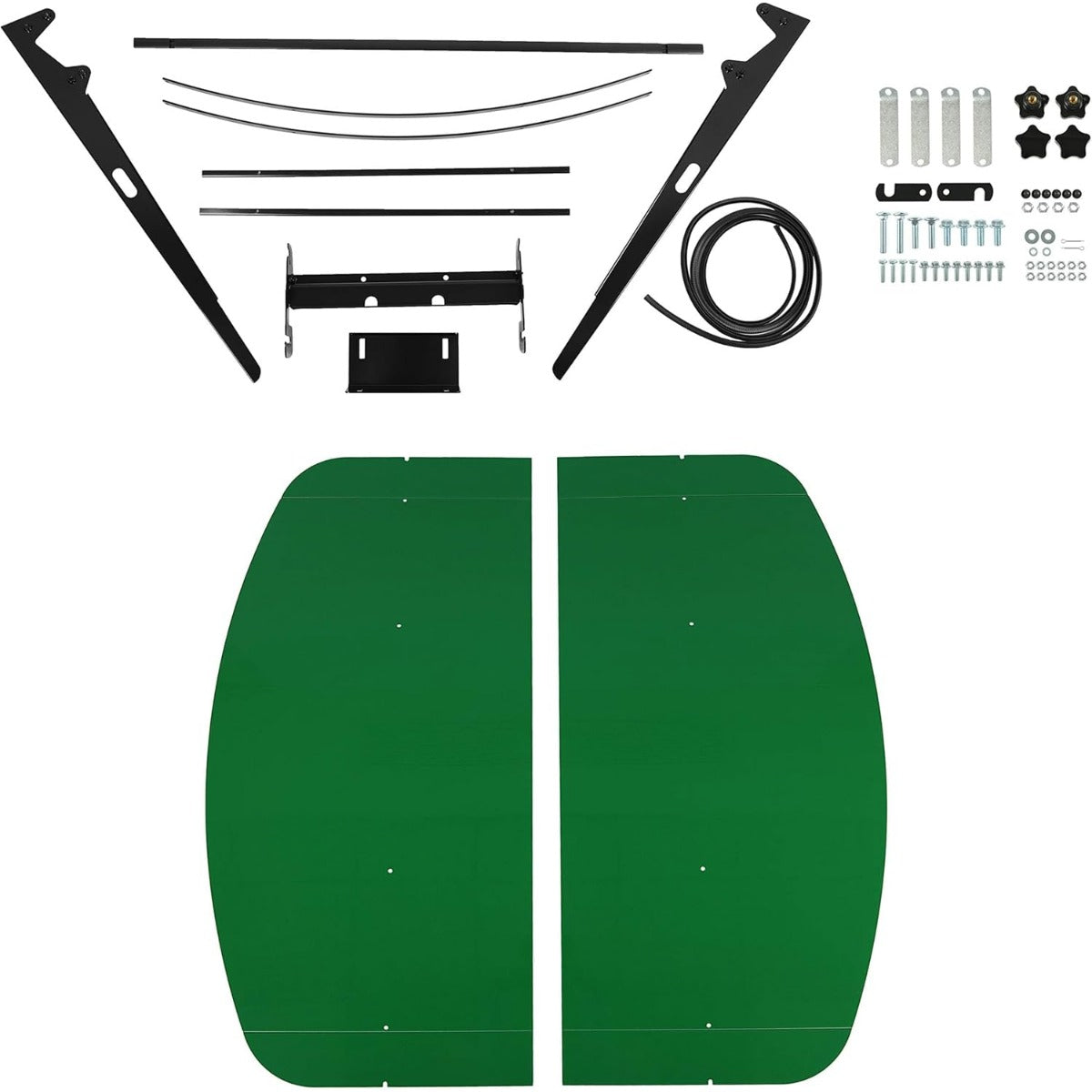 Green Tractor Canopy Compatible with All ROPS 48-3/8 Inches X 48-3/8 Inches Equipped Tractors and Mowers with a 2 Inches x 2 Inches or 2 Inches x 3 Inches ROPS (Will Add About 4 Inches to The Height of The Tractor) LYJD-031S-1