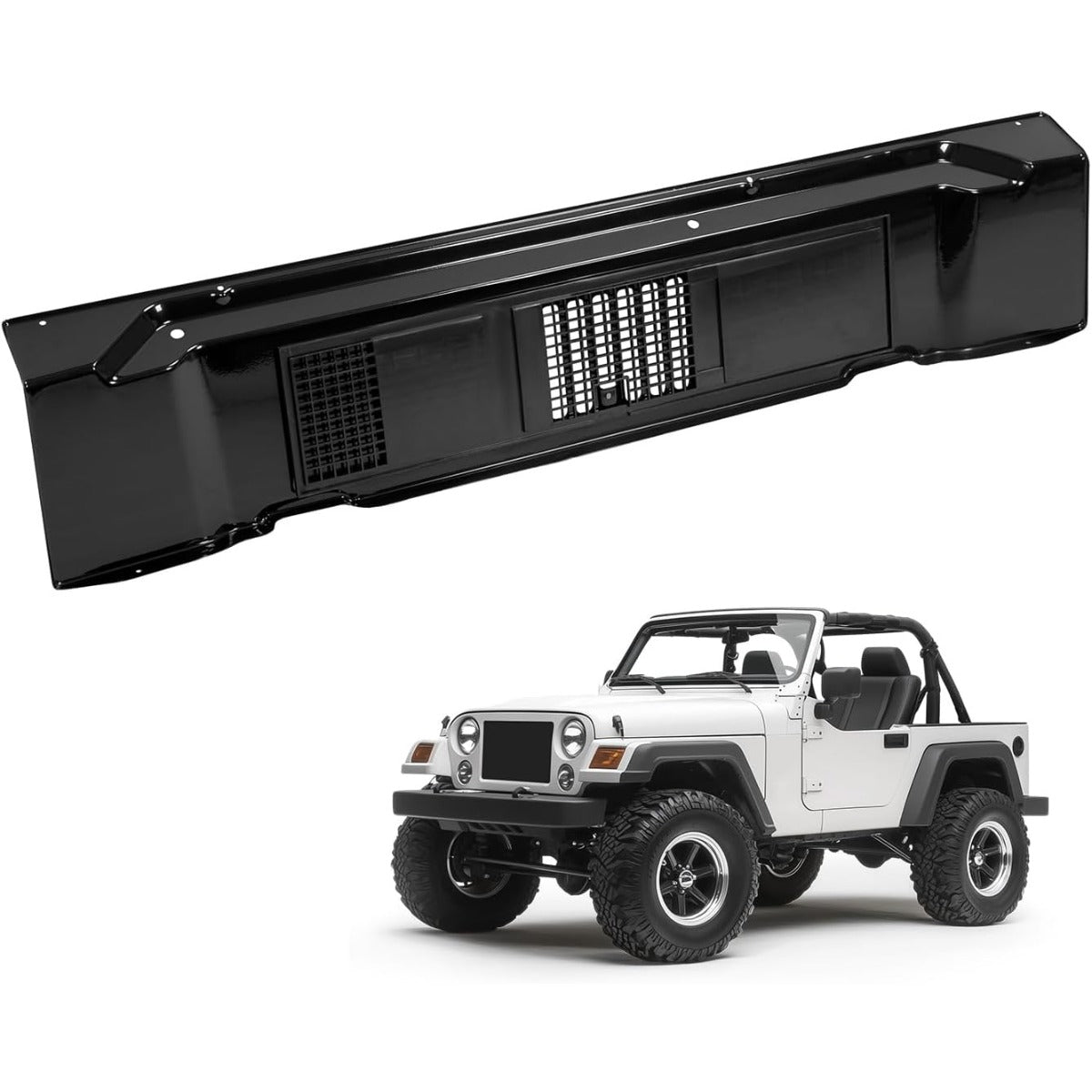 Hood Vent Compatible with 1997-2006 Wrangler TJ w/o Washer Nozzle Windshield Wiper Cowl Panel Grille Air Inlet Window Cover