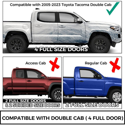 Running Boards Compatible with 2005-2023 Toyota Tacoma Double Cab Dropped Steps Side Steps Hoop Bar Nerf Bars Door (Matte Black)