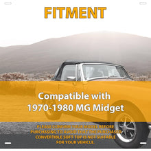 Convertible Soft Top for 1970-1980 MG Midget Black Sailcloth Vinyl Top & Clear Plastic Window