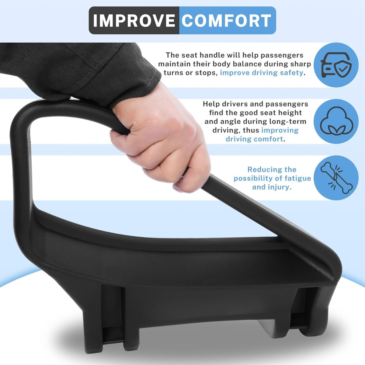 HECASA Golf Cart Seat Handle Pair Compatible with 1994-Up EZGO TXT Gas & Electric Replacement for 71701-G01 71702-G01 Arm Rest Hip Restraints Driver & Passenger Side Plastic Black