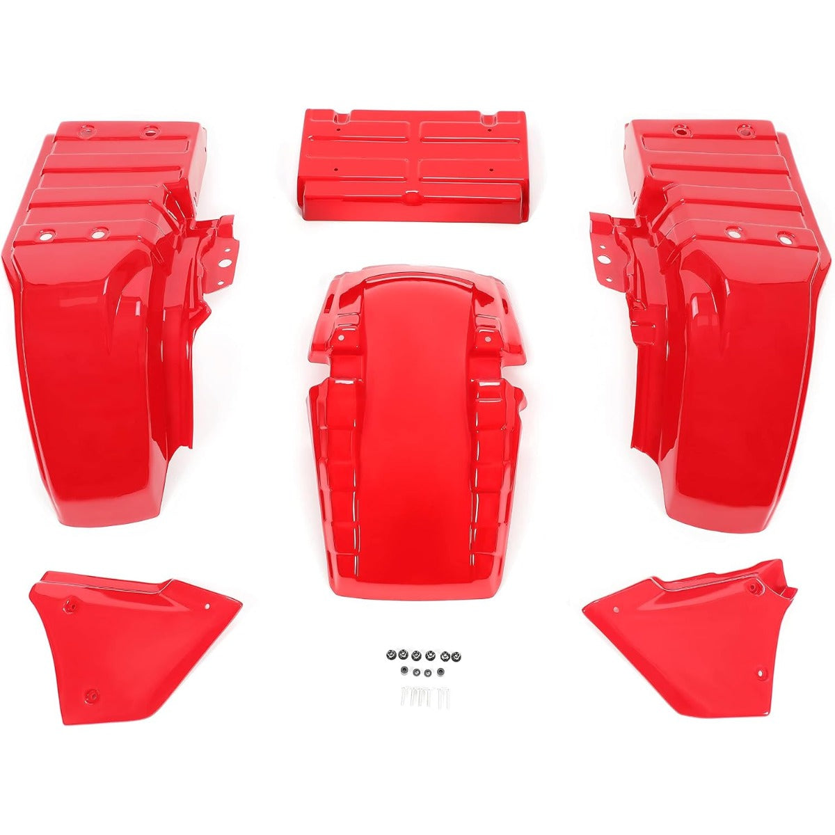 KUAFU Complete Fender Kit 6Pcs Compatible with 1985-1987 Honda Big Red 250 ATC250ES Protection Guard Red Plastic